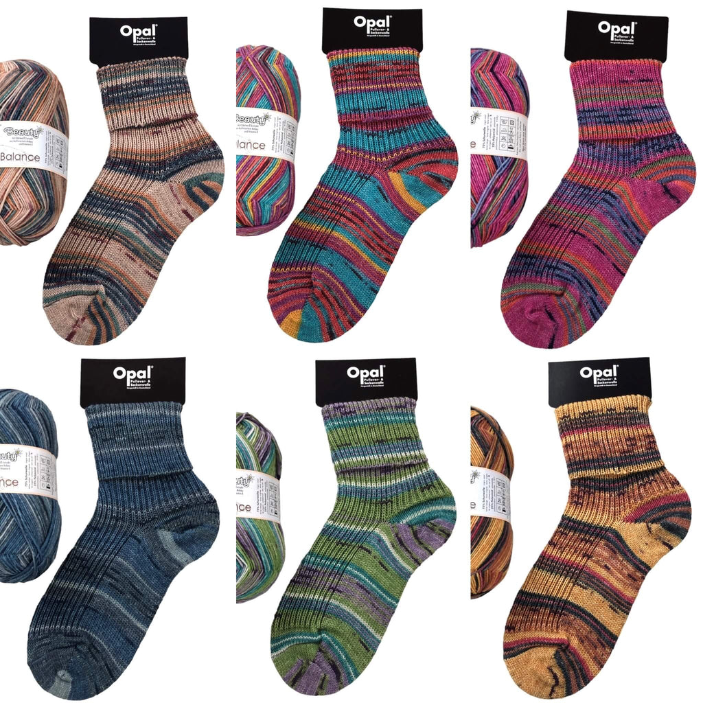 6 socks made in opal 4ply sock yarn wool for hand knit crochet socks