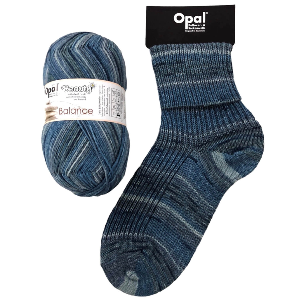 blue  socks made in opal 4ply sock yarn wool for hand knit crochet socks