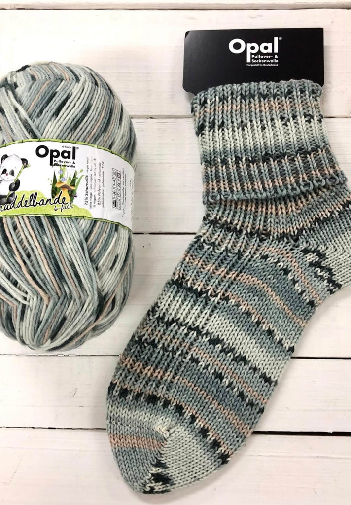 grey knitted sock multicoloured opal 6ply sock wool yarn 