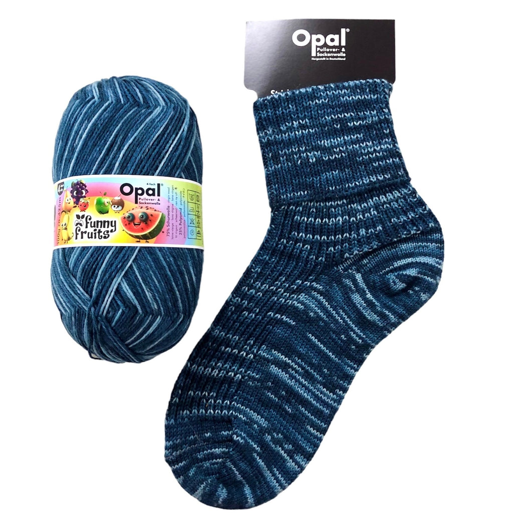 dark blue hazy stripe knitted socks in opal 4ply sock yarn wool
