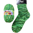 green hazy stripe knitted socks in opal 4ply sock yarn wool